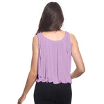 Load image into Gallery viewer, LUXE DIVA Women’s Gathered Round Scoop Neckline Swing Trim Sleeveless Plain Tank Top Wide Straps Ladies Elastic Bubble Hem Summer Camisole Baggy Vest Blouse Top