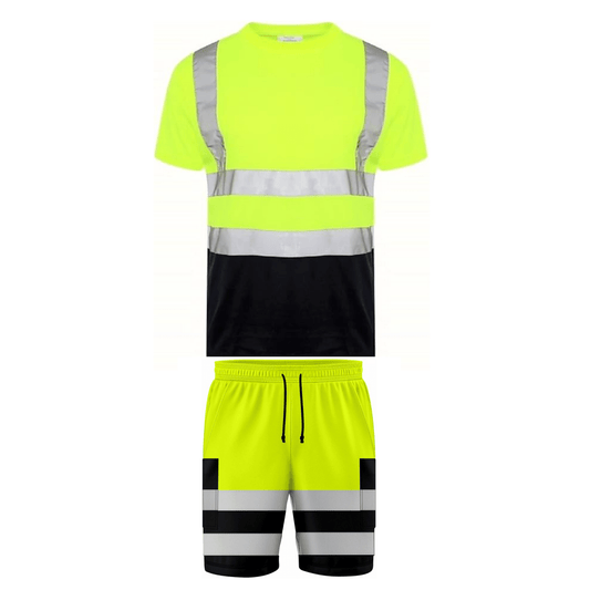 LUXE DIVA Hi Vis Safety Cargo Shorts High Visibility Reflective Workwear Security Combat Pockets Lightweight Utility Jogger for Men - LUXE DIVALUXE DIVA Hi Vis Safety Cargo Shorts High Visibility Reflective Workwear Security Combat Pockets Lightweight Utility Jogger for MenHI VISLUXE DIVALUXE DIVA2ThivizShortTshirtYellowSLUXE DIVA Hi Vis Safety Cargo Shorts High Visibility Reflective Workwear Security Combat Pockets Lightweight Utility Jogger for MenSmall2 Tone Yellow - Shorts & T Shirt