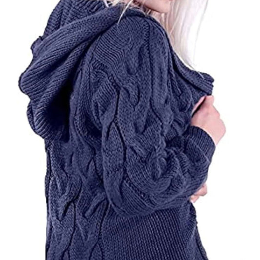 LUXE DIVA LADIES CABLE ALL - OVER HOODED ITALIAN KNITTED OPEN FRONT STYLE CARDIGAN - LUXE DIVALUXE DIVA LADIES CABLE ALL - OVER HOODED ITALIAN KNITTED OPEN FRONT STYLE CARDIGANOversize CoatLUXE DIVALUXE DIVALSHodKnitLongCardiNavy8-14LUXE DIVA LADIES CABLE ALL - OVER HOODED ITALIAN KNITTED OPEN FRONT STYLE CARDIGANOne Size 8 - 14Navy