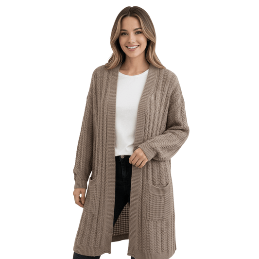 LUXE DIVA Ladies Chunky Wavy Knit - LUXE DIVALUXE DIVA Ladies Chunky Wavy KnitLUXE DIVALUXE DIVALSChainKnitCardiMocha1SLUXE DIVA Ladies Chunky Wavy KnitOne sizemocha