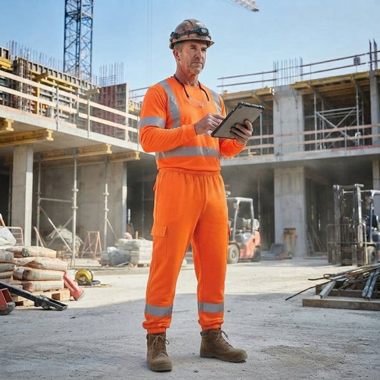LUXE DIVA Men's Hi Vis Trousers & Long Sleeve Round Neck Sweatshirt High Visibility Workwear Set - LUXE DIVALUXE DIVA Men's Hi Vis Trousers & Long Sleeve Round Neck Sweatshirt High Visibility Workwear SetLUXE DIVALUXE DIVAHiVis2PcLSTShrt/OHTroSetOrangeSLUXE DIVA Men's Hi Vis Trousers & Long Sleeve Round Neck Sweatshirt High Visibility Workwear SetSOrange - Set