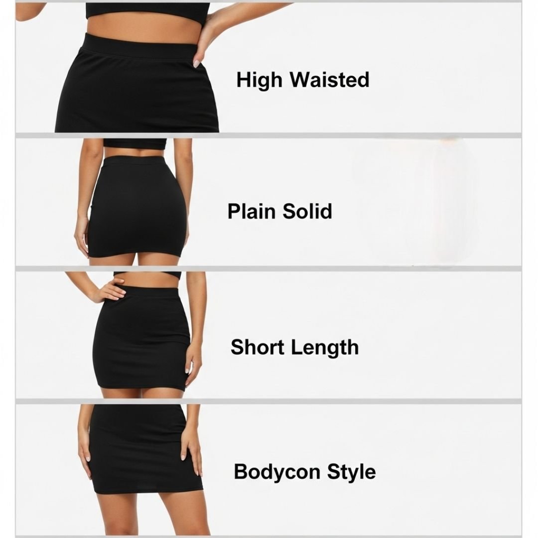 LUXE DIVA Women's Y2K mini Skirt with high Waist, Elastic fit, Bodycon Style, and Plain Pencil Design Micro Skirt for Party, Club - LUXE DIVALUXE DIVA Women's Y2K mini Skirt with high Waist, Elastic fit, Bodycon Style, and Plain Pencil Design Micro Skirt for Party, ClubSkirtLUXE DIVALUXE DIVAMiniSkirtBlk6-8Px2LUXE DIVA Women's Y2K mini Skirt with high Waist, Elastic fit, Bodycon Style, and Plain Pencil Design Micro Skirt for Party, Club6 - 8Pack Of 2 Black