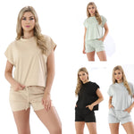 Load image into Gallery viewer, LUXE DIVA Womens Ladies Short Sleeve Boxy Lounge Wear Tracksuit Shorts Set Comfy Two Piece