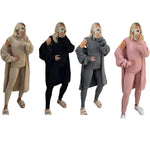 Load image into Gallery viewer, LUXE DIVA Ladies Girls 3 Piece Suit Roll Neck Chunky Knitted Tracksuit Rib Lounge Wear Set