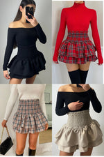 Load image into Gallery viewer, LUXE DIVA Women Ladies Frill Mini RARA Skirt Tartan Check Pleat Gathering Mini Party Skirt