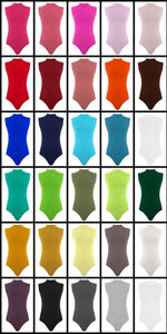 Load image into Gallery viewer, Womens Polo Turtle Neck Bodysuit Ladies Sleeveless Leotard Plain Stretchy Plunge Casual Party T-Shirt Top Sizes 16-22