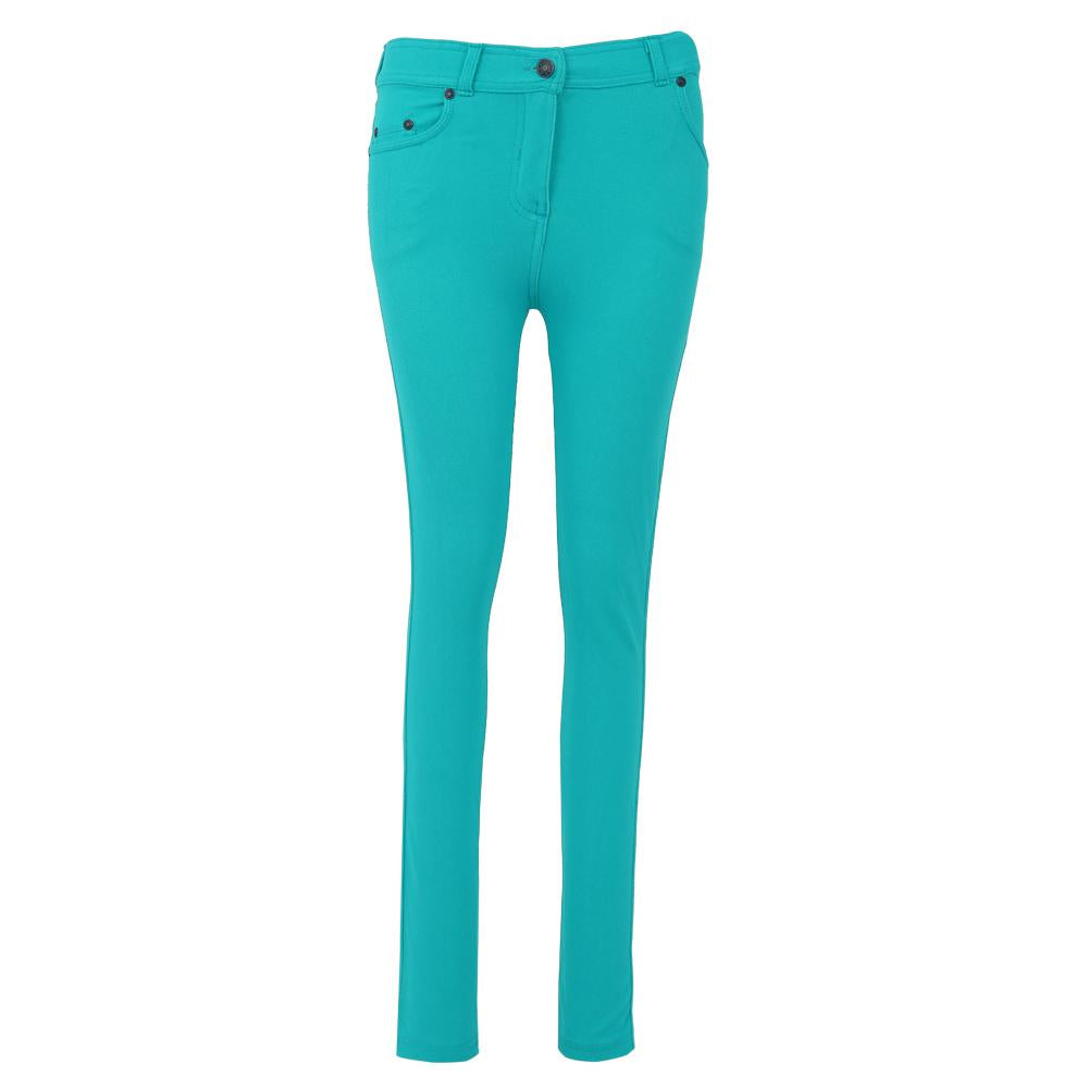 LUXE DIVA Ladies Women & Girls Stretch Denim Look Skinny Jeggings Leggings with Zip and Pockets UK Size 10-22