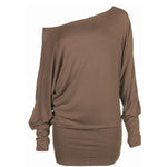 Load image into Gallery viewer, LUXE DIVA One Off-Shoulder Tops with Long Sleeves, Off Shoulder Batwing Jumper, Ladies Batwing Top in Black, Red, White Plus 21 Colors More UK