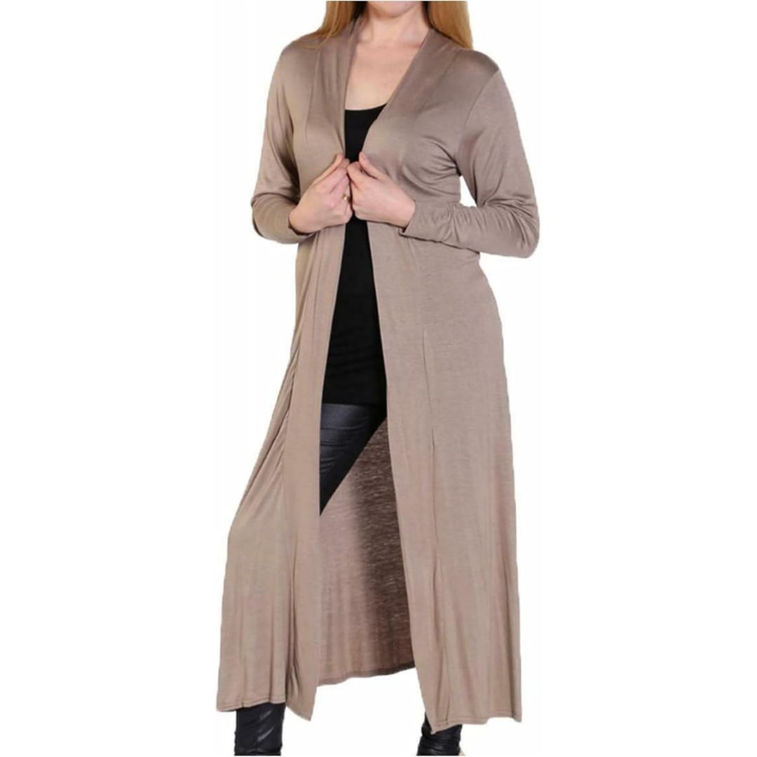 LUXE DIVA Women’s Plus Size Maxi Long Cardigan UK | Floaty Full Sleeve Open Front Coatigan | Lightweight Collared Duster Jacket | Ladies Longline Cover Up Sizes 8-26