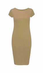 Load image into Gallery viewer, LUXE DIVA Ladies Scoop Neck Bodycon Dress Cap Sleeve Slim Fit Midi Dress Womens Plus Size Plain Stretch Ladies Jersey Midi Dress Sizes 8-26