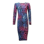 Load image into Gallery viewer, LUXE DIVA Ladies Womens Long Sleeve Stretch Jersey Bodycon Printed MIDI Dress Plus Size