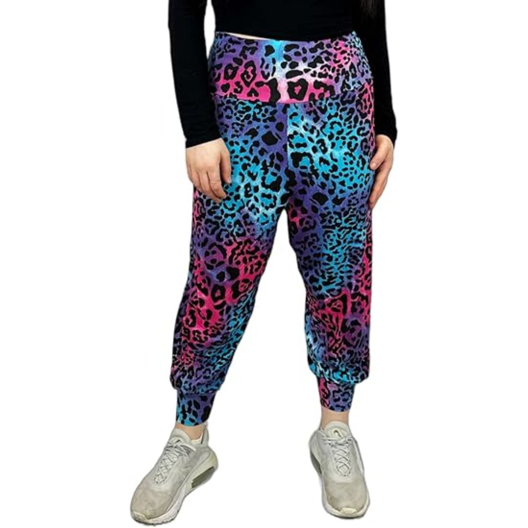 LUXE DIVA Women’s Harem Pants Trousers | Printed Full Length Ali Baba Baggy Trousers with Side Slits & Ankle Cuffs | Casual Stretch Yoga Sweatpants | Sizes 8-26