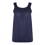 Load image into Gallery viewer, LUXE DIVA Women’s Gathered Round Scoop Neckline Swing Trim Sleeveless Plain Tank Top Wide Straps Ladies Elastic Bubble Hem Summer Camisole Baggy Vest Blouse Top