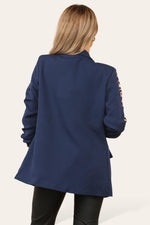 Load image into Gallery viewer, LUXE DIVA Ladies rouge leopard on sleeve Italien  blazer 2 front flap pockets