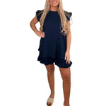 Load image into Gallery viewer, LUXE DIVA Womens Ladies Frill Sleeve Top With Shorts Two Piece Co ord Set Tracksuit 8-22