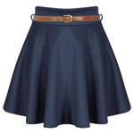 Load image into Gallery viewer, LUXE DIVA Womens Belted Flared Mini Swing Skirt Short Skater Party Plain Ladies UK 8-22
