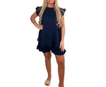 Load image into Gallery viewer, LUXEDIVA Italian Womens Ladies Frill Sleeve 2 Pcs Short Set