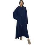 Load image into Gallery viewer, LUXE DIVA Womens Gold Trim Dubai Abaya With Scarf Islamic Muslim Jilbab Long Maxi Dress