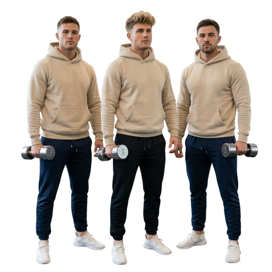 LUXE DIVA Men's Pack of 3 Fleece Joggers Elasticated Waist Hem & Zip Pockets S-XXL