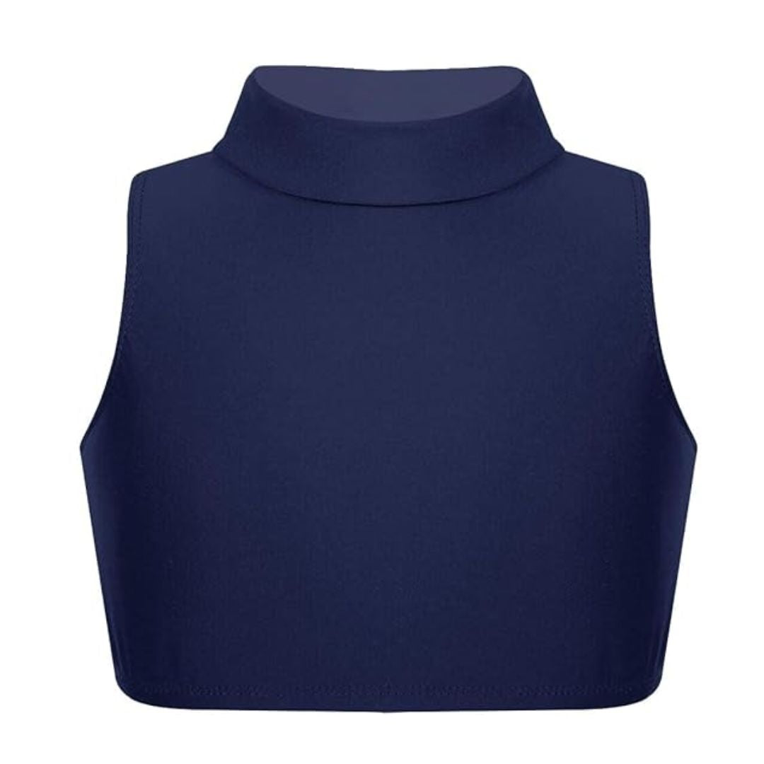LUXE DIVA Girls Gymnastics Crop Tops – Kids Sleeveless Turtle Neck Crop Top for Dance, Yoga, Sports, Running – Plain Summer Vest Activewear for Girls Ages 5-13 Years