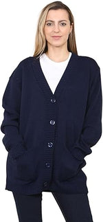 Load image into Gallery viewer, LADIES WOMENS PLAIN V NECK 5 BUTTON LONGLINE OVERSIZE LOOSE FIT KNITTED CARDIGAN