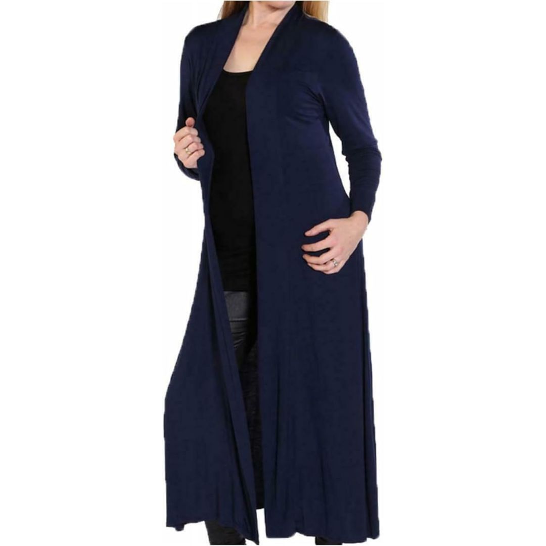 LUXE DIVA Women’s Plus Size Maxi Long Cardigan UK | Floaty Full Sleeve Open Front Coatigan | Lightweight Collared Duster Jacket | Ladies Longline Cover Up Sizes 8-26