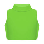 Load image into Gallery viewer, LUXE DIVA Girls Gymnastics Crop Tops – Kids Sleeveless Turtle Neck Crop Top for Dance, Yoga, Sports, Running – Plain Summer Vest Activewear for Girls Ages 5-13 Years