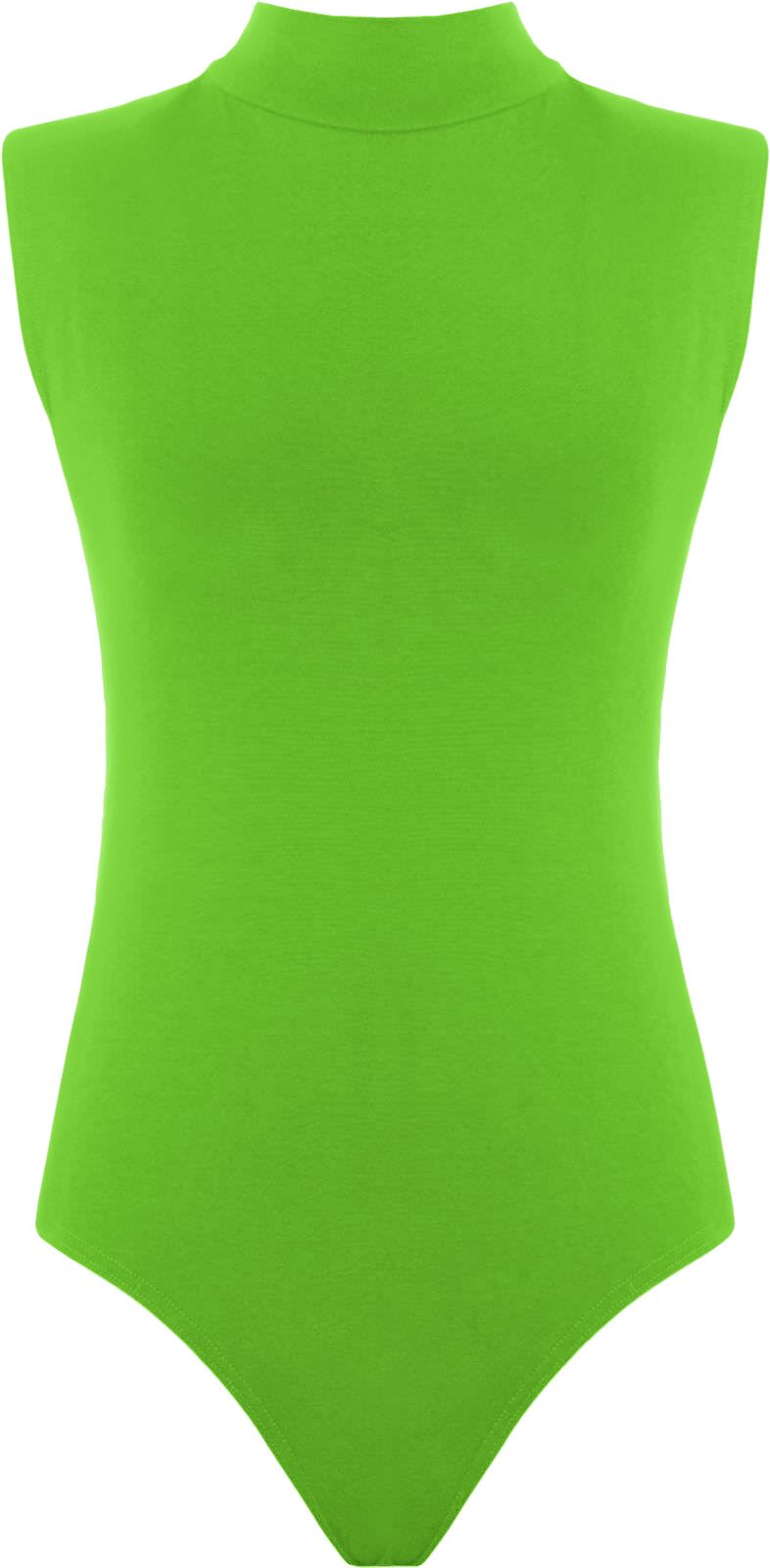 Womens Polo Turtle Neck Bodysuit Ladies Sleeveless Leotard Plain Stretchy Plunge Casual Party T-Shirt Top Sizes 16-22