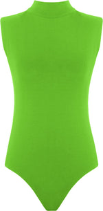Load image into Gallery viewer, Womens Polo Turtle Neck Bodysuit Ladies Sleeveless Leotard Plain Stretchy Plunge Casual Party T-Shirt Top Sizes 16-22