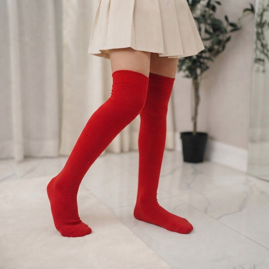 LUXE DIVA Girls Over The Knee Socks Plain Thigh High Socks Assorted Colours UK 4-6