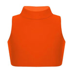 Load image into Gallery viewer, LUXE DIVA Girls Gymnastics Crop Tops – Kids Sleeveless Turtle Neck Crop Top for Dance, Yoga, Sports, Running – Plain Summer Vest Activewear for Girls Ages 5-13 Years