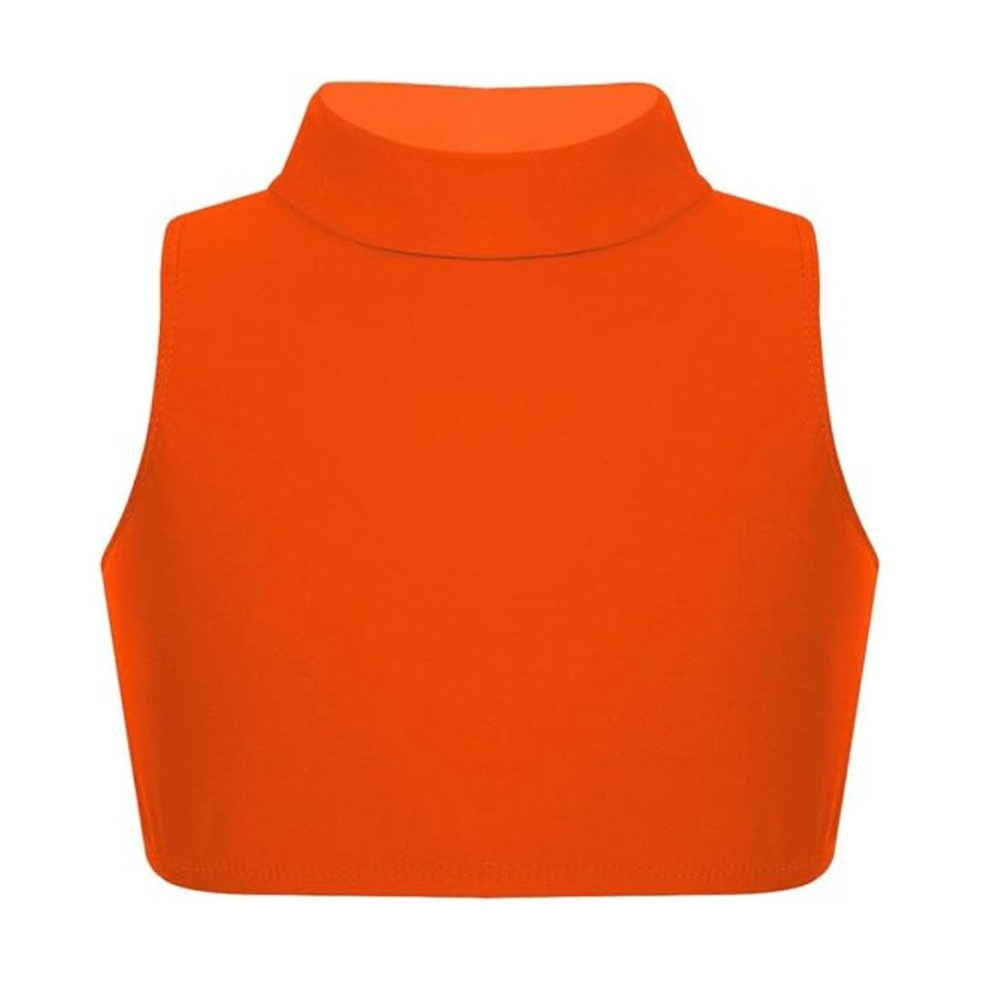 LUXE DIVA Girls Gymnastics Crop Tops – Kids Sleeveless Turtle Neck Crop Top for Dance, Yoga, Sports, Running – Plain Summer Vest Activewear for Girls Ages 5-13 Years