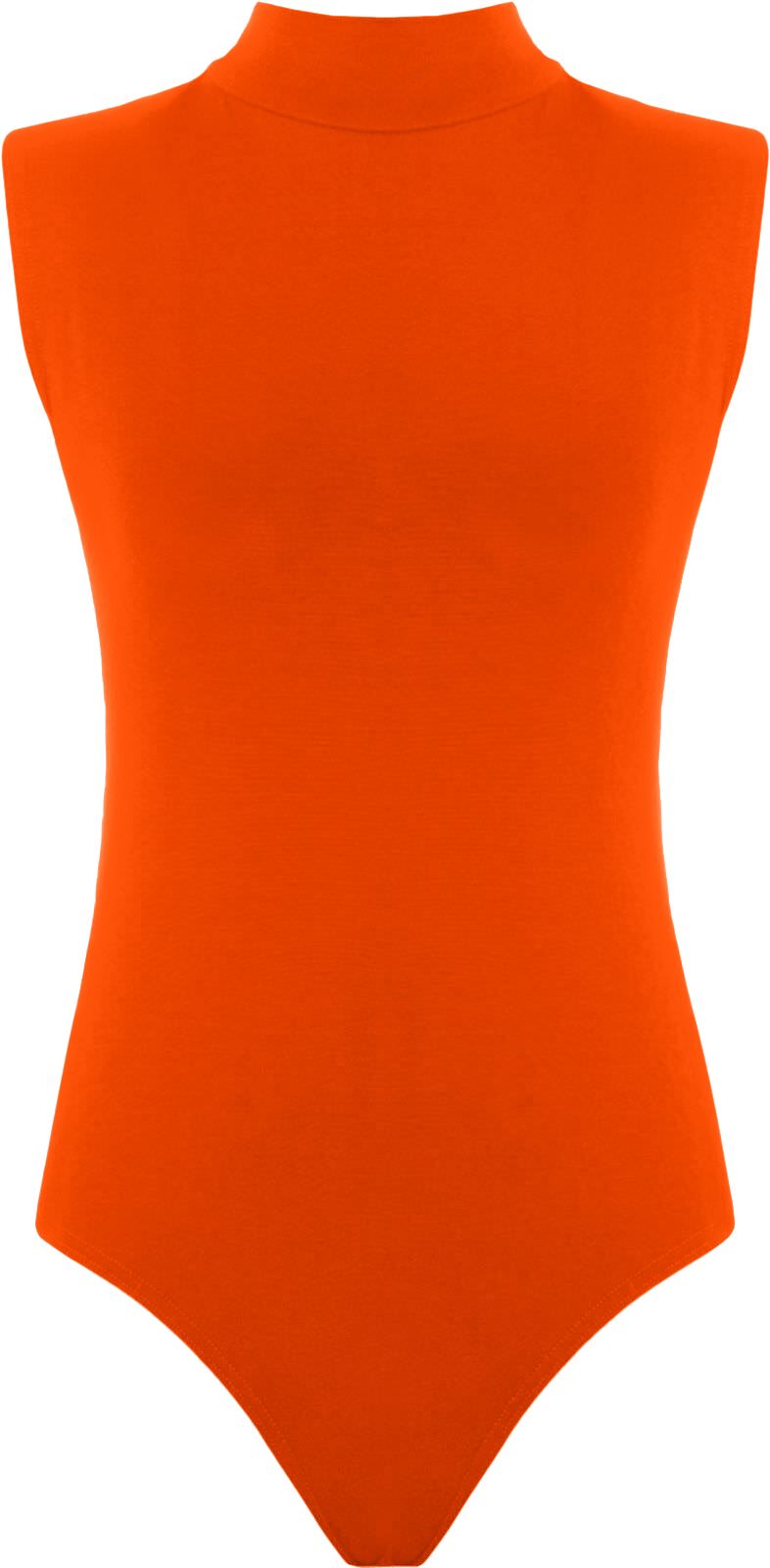 Womens Polo Turtle Neck Bodysuit Ladies Sleeveless Leotard Plain Stretchy Plunge Casual Party T-Shirt Top Sizes 16-22