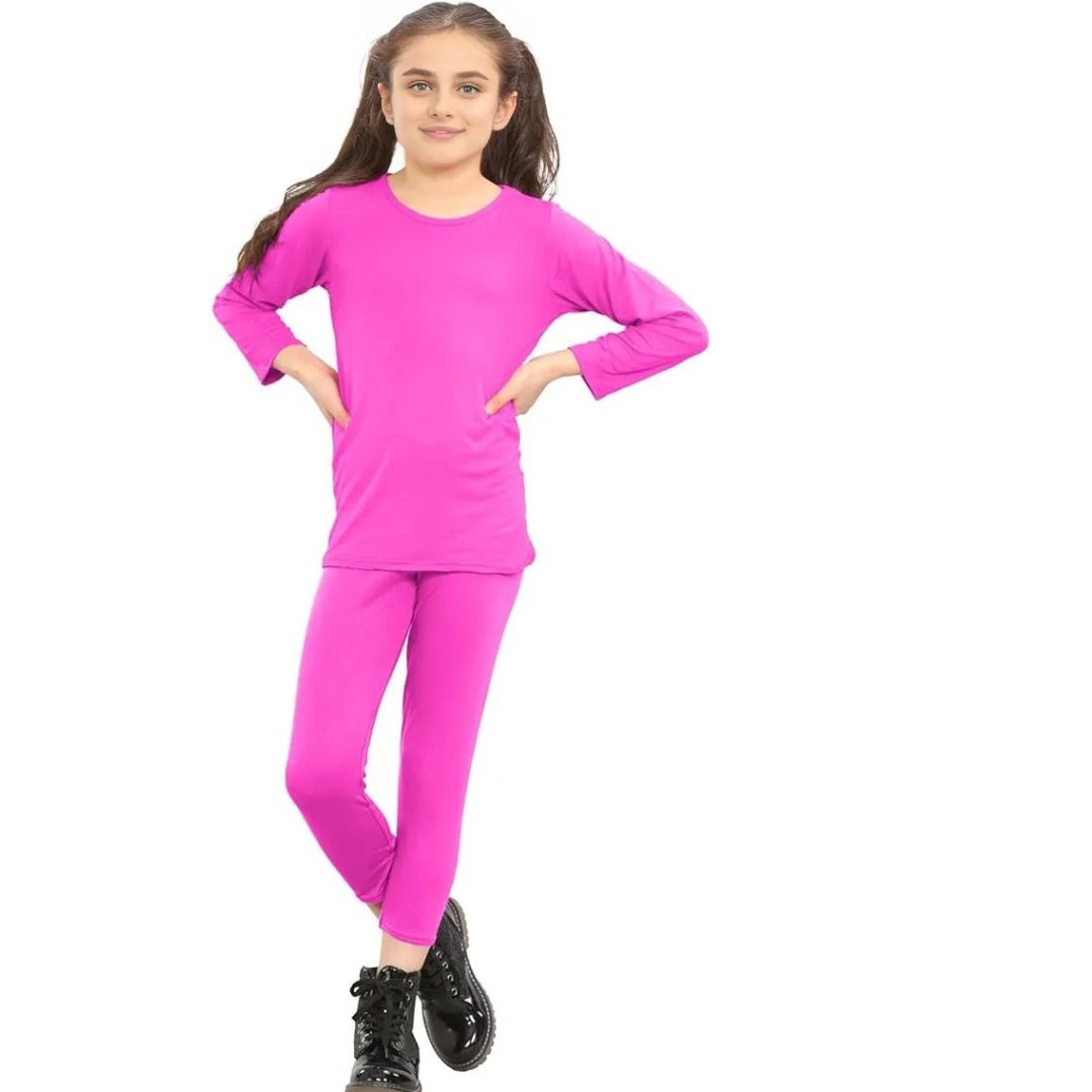 LUXE DIVA Girls 2-Piece Neon Summer Set – Stylish T-Shirt and Leggings Outfit for Ages 7-13