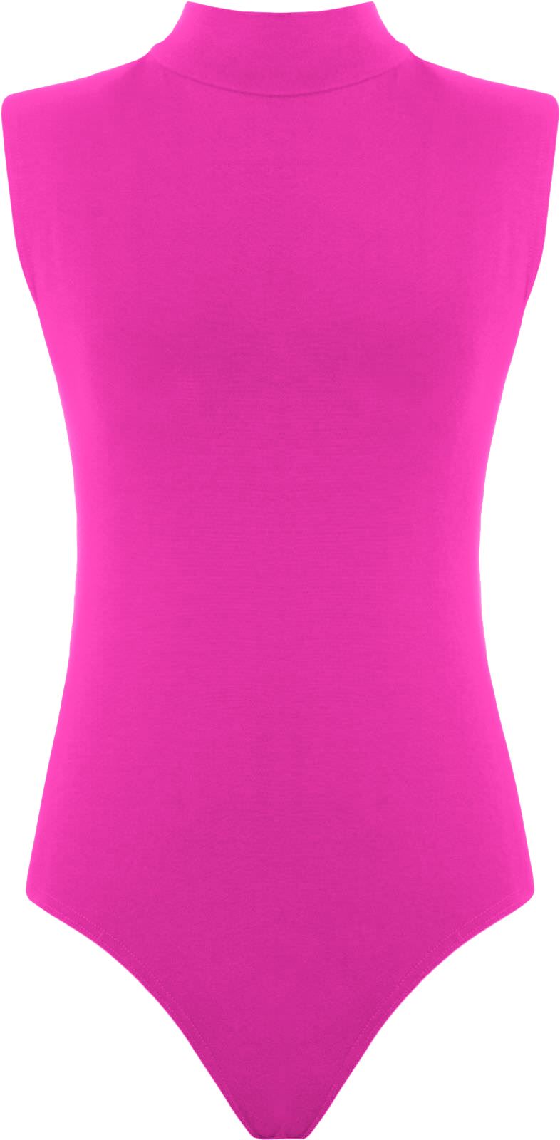 Womens Polo Turtle Neck Bodysuit Ladies Sleeveless Leotard Plain Stretchy Plunge Casual Party T-Shirt Top Sizes 16-22