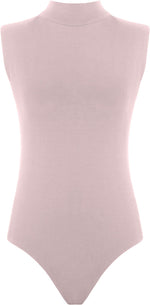 Load image into Gallery viewer, Womens Polo Turtle Neck Bodysuit Ladies Sleeveless Leotard Plain Stretchy Plunge Casual Party T-Shirt Top Sizes 8-14