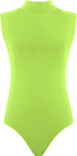 Load image into Gallery viewer, Womens Polo Turtle Neck Bodysuit Ladies Sleeveless Leotard Plain Stretchy Plunge Casual Party T-Shirt Top Sizes 16-22