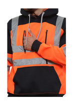 Load image into Gallery viewer, LUXE DIVA Adults Hooded Neck Zipper Sweatshirt Hi Vis Zip Up Tablet Hoodie Work Wear Warm Mens Outdoor Work Wear High Visibility Hooded Top Reflective Tape Winter Tunic