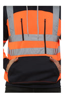 Load image into Gallery viewer, LUXE DIVA Adults Hooded Neck Zipper Sweatshirt Hi Vis Zip Up Tablet Hoodie Work Wear Warm Mens Outdoor Work Wear High Visibility Hooded Top Reflective Tape Winter Tunic