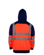 Load image into Gallery viewer, LUXE DIVA Adults Hooded Neck Zipper Sweatshirt Hi Vis Zip Up Tablet Hoodie Work Wear Warm Mens Outdoor Work Wear High Visibility Hooded Top Reflective Tape Winter Tunic
