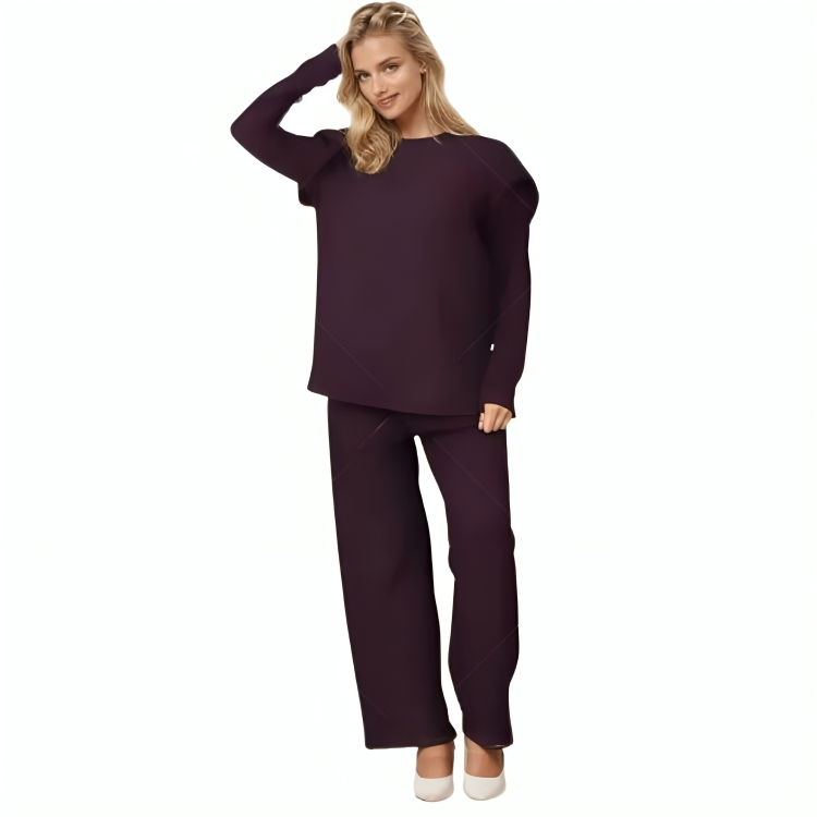 LUXE DIVA Ladies Frill arm Long Sleeve 2pcs Women's Wide Flared Leggings Trouser Loungewear Suit