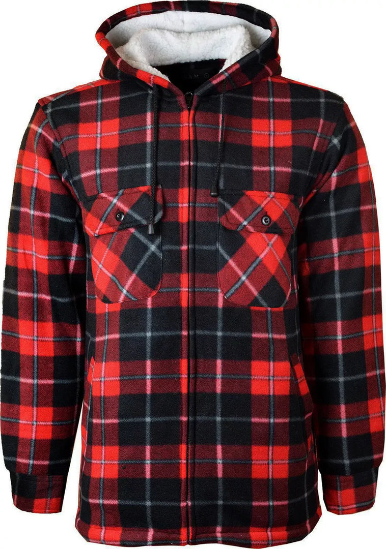 LUXE DIVA MENS PADDED SHIRT FUR LINED LUMBERJACK FLANNEL WORK JACKET WARM THICK CASUAL TOP