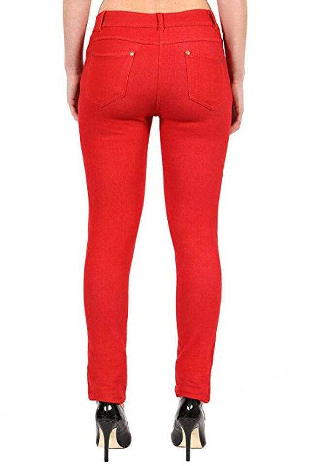 LUXE DIVA Ladies Women & Girls Stretch Denim Look Skinny Jeggings Leggings with Zip and Pockets UK Size 10-22