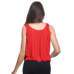 Load image into Gallery viewer, LUXE DIVA Women’s Gathered Round Scoop Neckline Swing Trim Sleeveless Plain Tank Top Wide Straps Ladies Elastic Bubble Hem Summer Camisole Baggy Vest Blouse Top