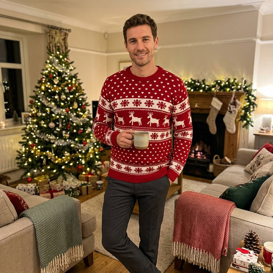 LUXE DIVA Men's Knitted Christmas Jumper – Festive Xmas Sweater, Warm Long Sleeve Novelty Pullover for Holidays