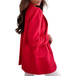 Load image into Gallery viewer, LUXEDIVA Womens Ruched Sleeve Fully Lined Blazer Collared Casual Ladies Formal Jacket Top