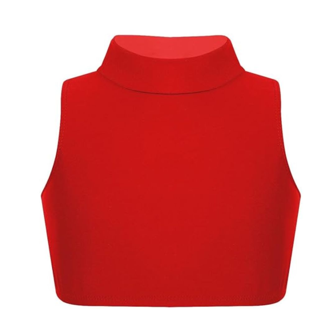 LUXE DIVA Girls Gymnastics Crop Tops – Kids Sleeveless Turtle Neck Crop Top for Dance, Yoga, Sports, Running – Plain Summer Vest Activewear for Girls Ages 5-13 Years