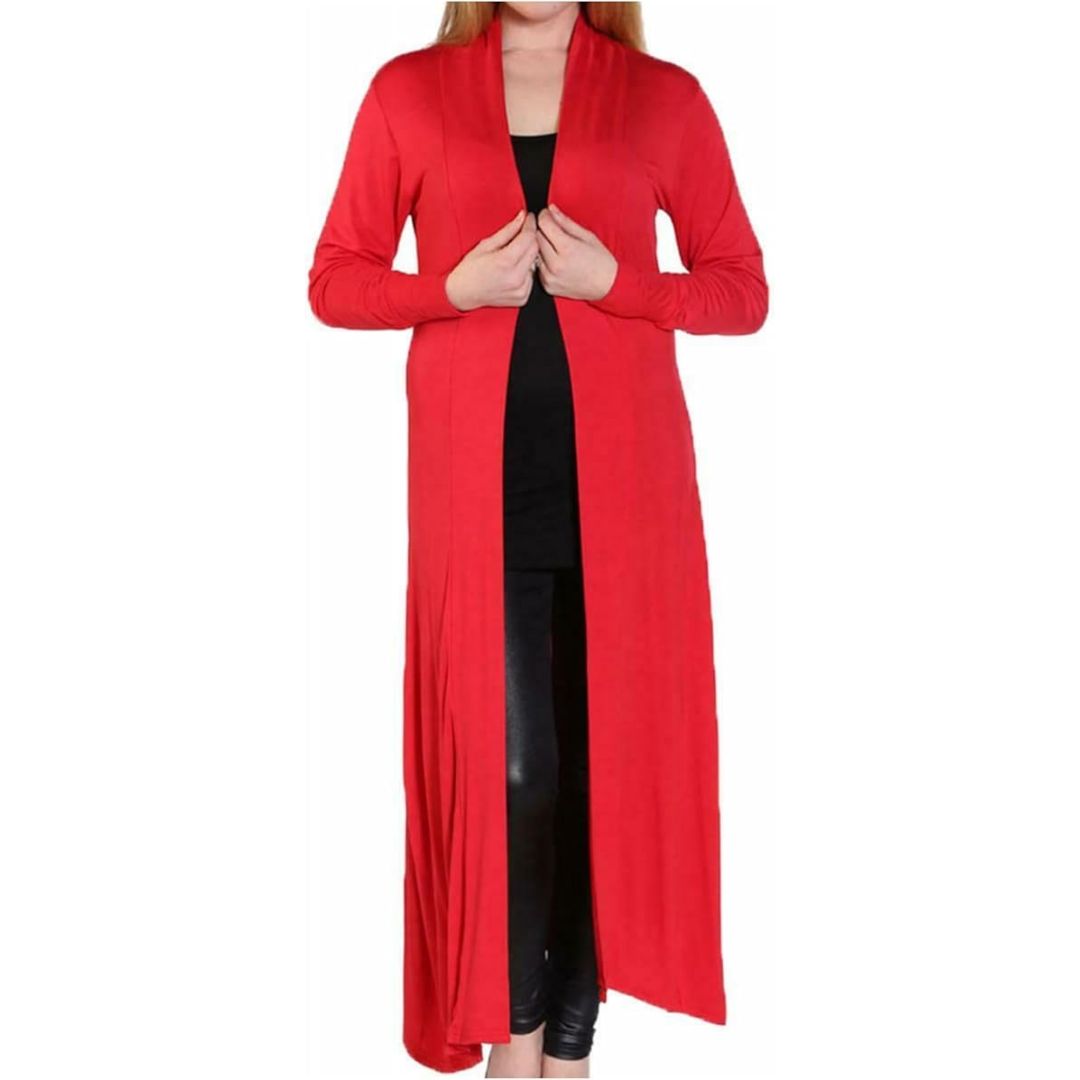 LUXE DIVA Women’s Plus Size Maxi Long Cardigan UK | Floaty Full Sleeve Open Front Coatigan | Lightweight Collared Duster Jacket | Ladies Longline Cover Up Sizes 8-26