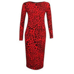 Load image into Gallery viewer, LUXE DIVA Ladies Womens Long Sleeve Stretch Jersey Bodycon Printed MIDI Dress Plus Size
