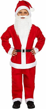 Load image into Gallery viewer, LUXE DIVA Boys Santa Claus Suit Red Costume, Children Kids Father Christmas Outfit Fancy Dress Hat + Beard + Jacket + Trousers + Belt, 5PC Set
